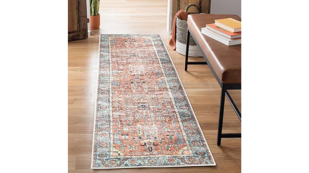 washable orange and blue runner