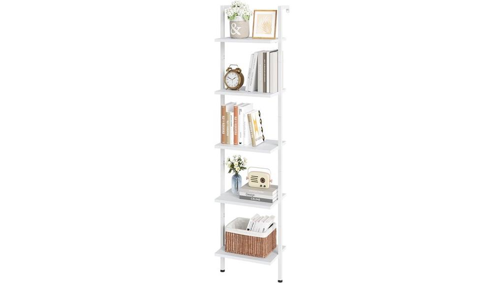 white 5 tier wall shelf
