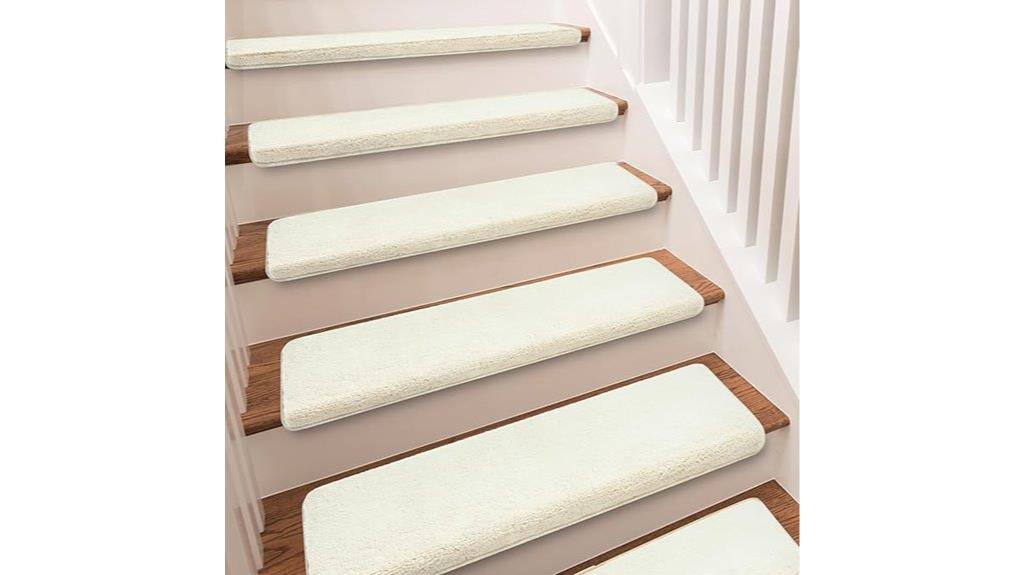white carpet stair treads set
