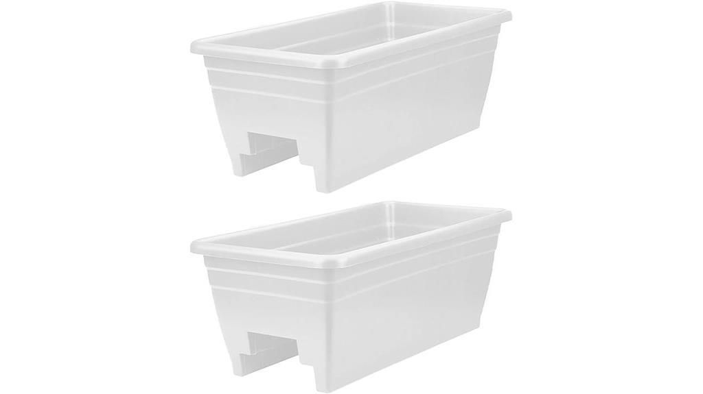 white plastic garden planters