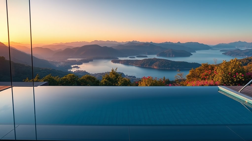 indoor lighting and outdoor scenery