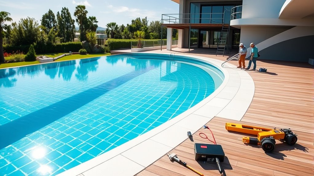 pool filling and testing