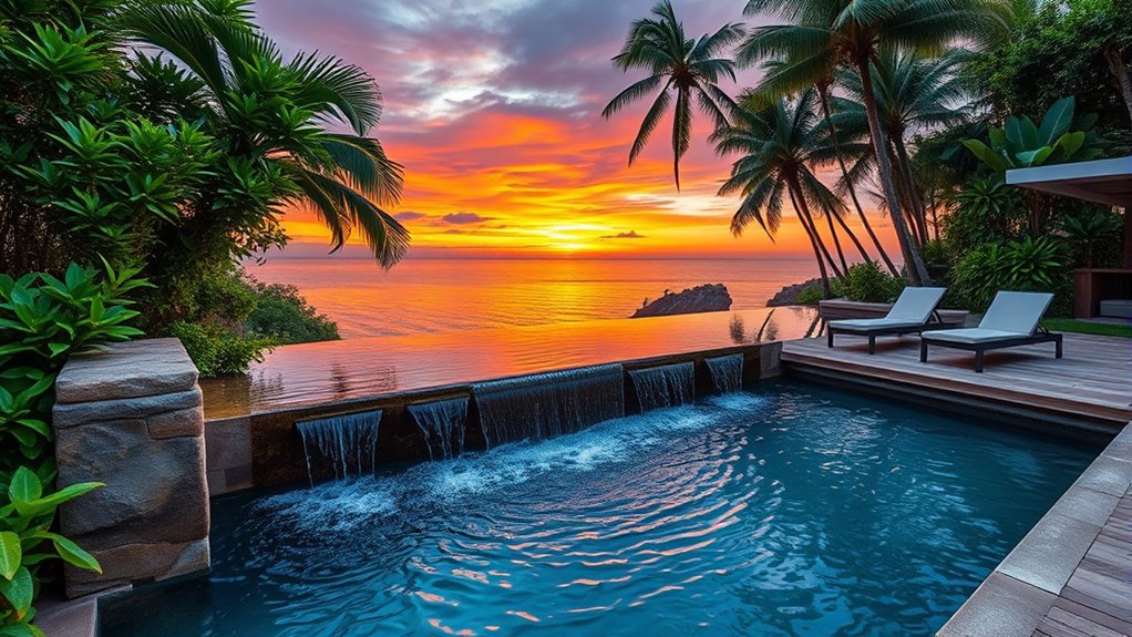 waterfalls enhance pool serenity