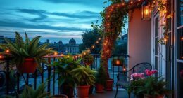 balcony garden evening lighting