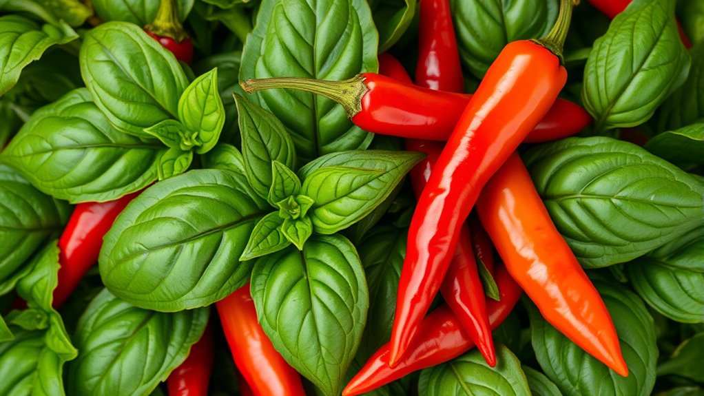 basil and peppers combined