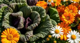 brassicas with calendula chamomile