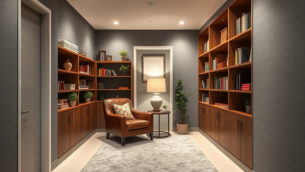 hallway doubles as storage