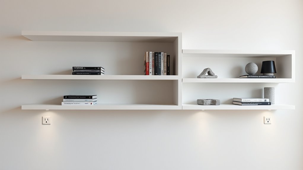 hidden charging floating shelves