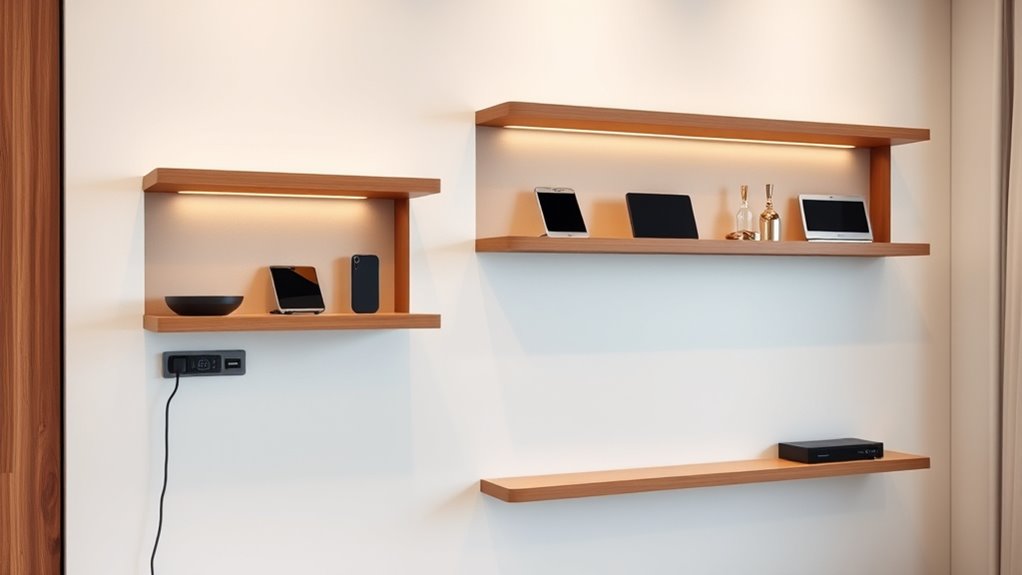 hidden charging floating shelves