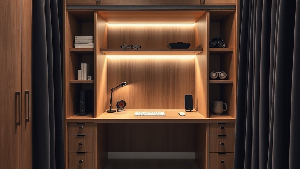 hidden closet workspace setup