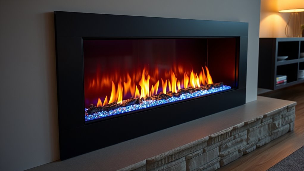 led activated fireplace atmosphere