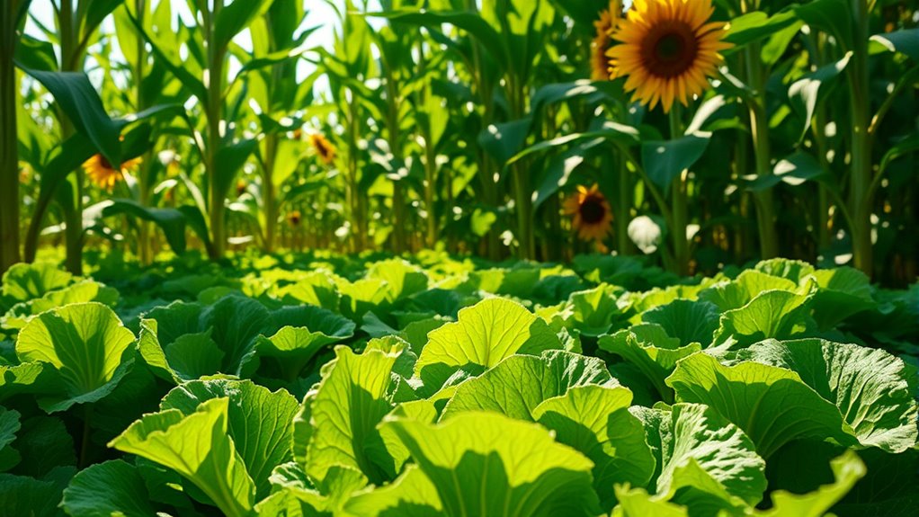 lettuce shaded by taller crops