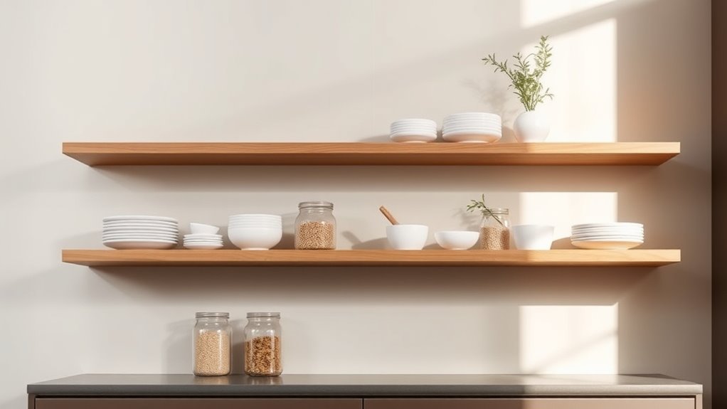 minimalist open shelves