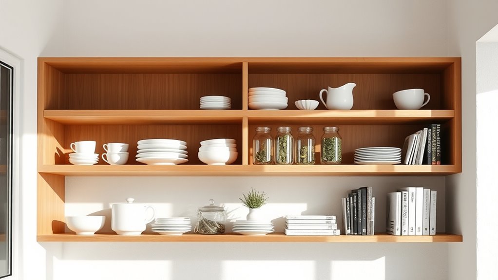 minimalist open shelving design