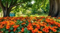 nasturtiums grow beneath fruit trees