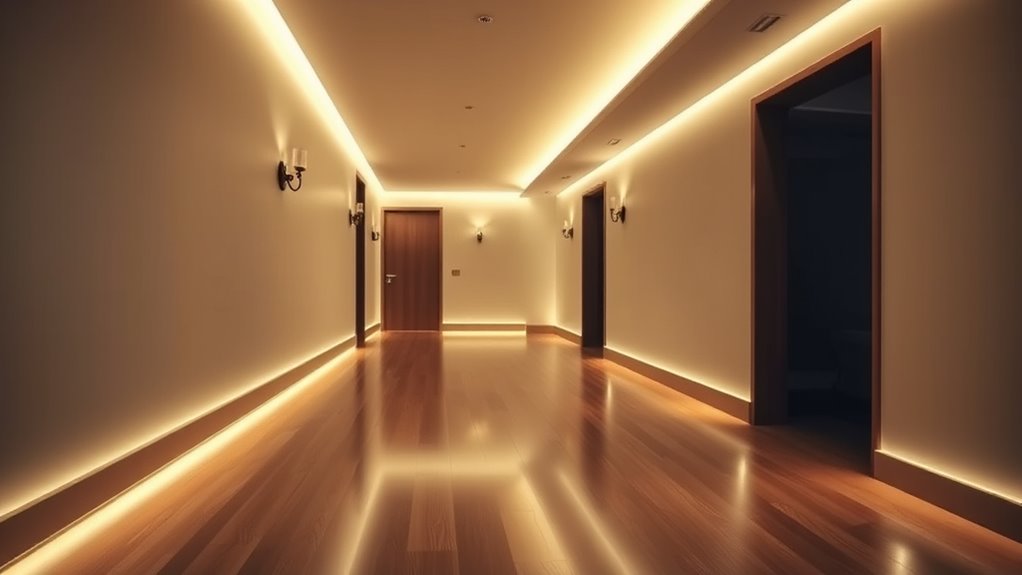 nighttime hallway illumination