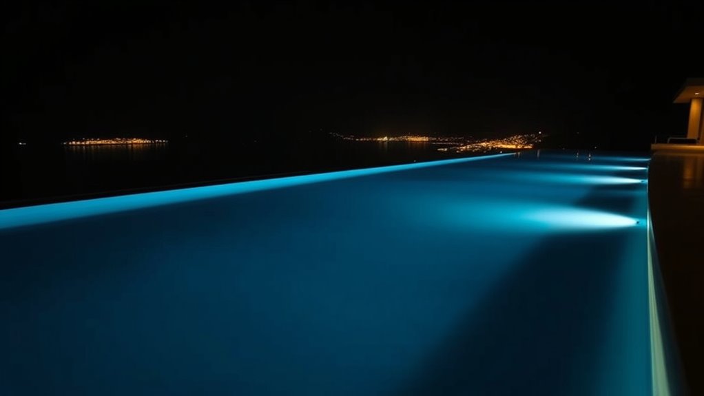 nighttime infinity pool lighting