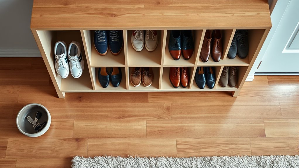 organized entryway shoe storage