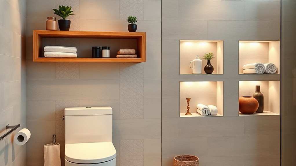 over toilet and recessed storage