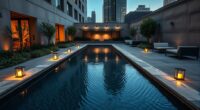 urban courtyard with infinity rill