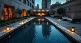 urban courtyard with infinity rill
