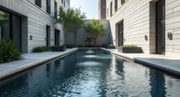 urban courtyard with infinity rill