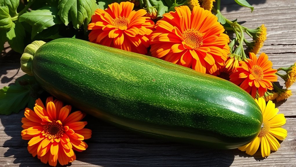 zucchini garnished with edible flowers