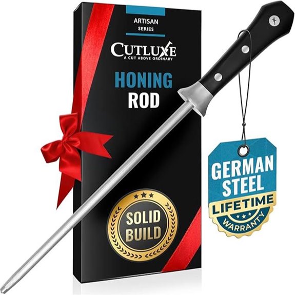 Cutluxe 10” Honing Steel Knife Sharpener Rod