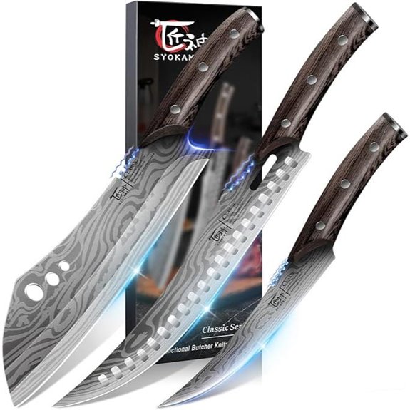 Butcher Knife Set 3-Piece Kitchen with High Carbon Steel