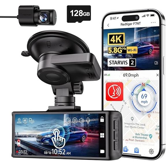 REDTIGER 4K Dash Cam with Touch Screen and WiFi