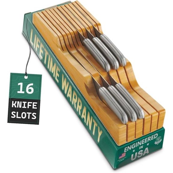 Bellemain Bamboo Drawer Knife Organizer with 16 Slots