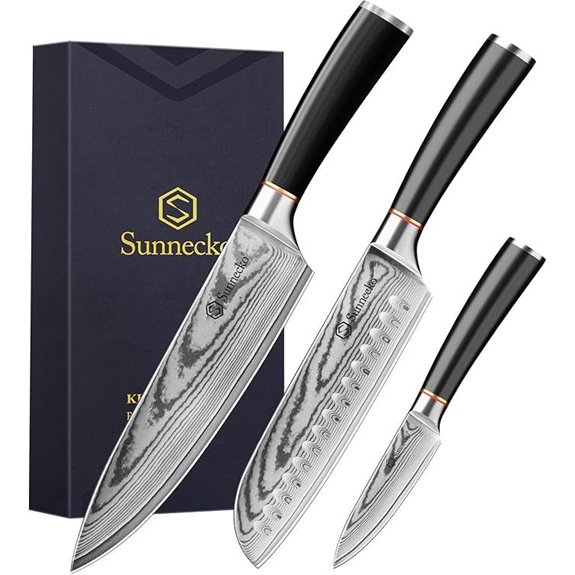 Sunnecko Damascus Knife Set with Sharpener (3PCS)