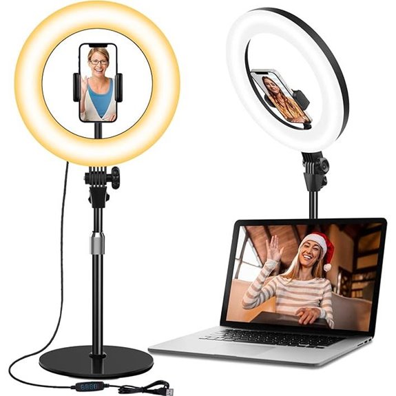 Desk Ring Light with Stand for Video and Streaming