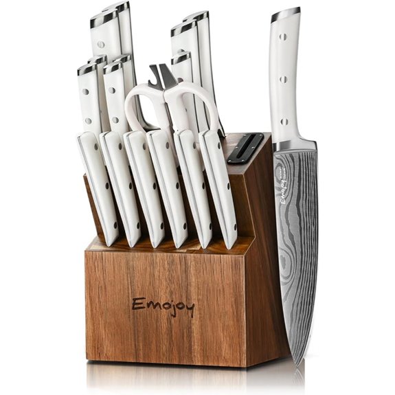 Emojoy 18-Piece Kitchen Knife Set with Block
