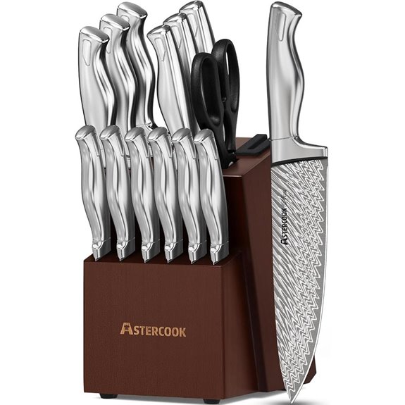 Astercook 15-Piece Knife Set with Block and Sharpener