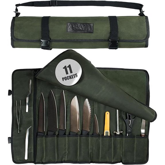 Asaya Canvas Chef Knife Roll Bag (Forest Green)