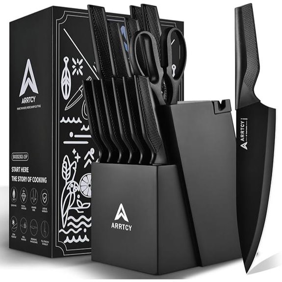 15-Piece High-Carbon Steel Knife Set with Block