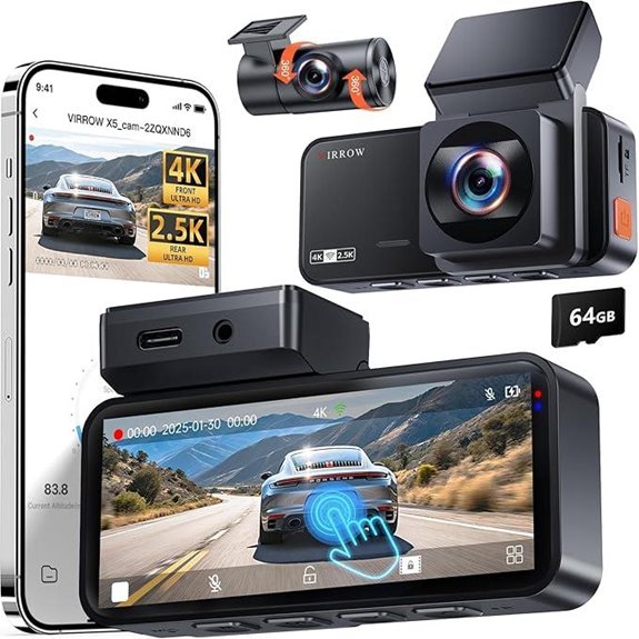 4K+2.5K Dash Cam with WiFi & Night Vision