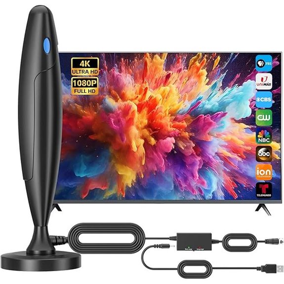 Indoor TV Antenna with Signal Booster and 4K Support