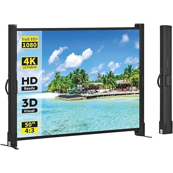 Portable 50-Inch Retractable Projector Screen