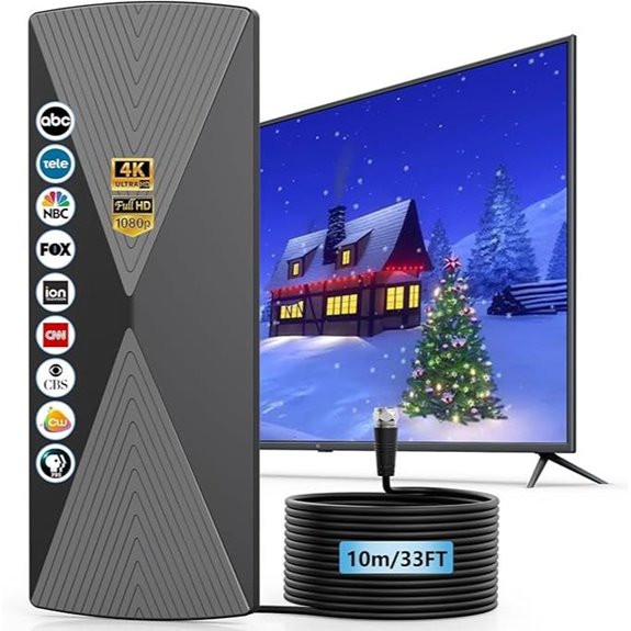 Long Range Indoor/Outdoor TV Antenna with Signal Booster