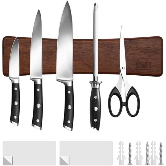 HOSHANHO Magnetic Knife Strip Acacia Wall Organizer