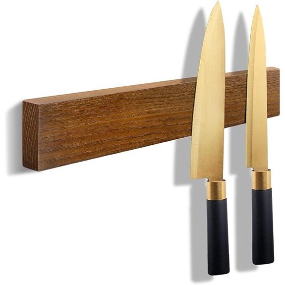 Magnetic Wooden Knife Holder No-Drill Wall Mount