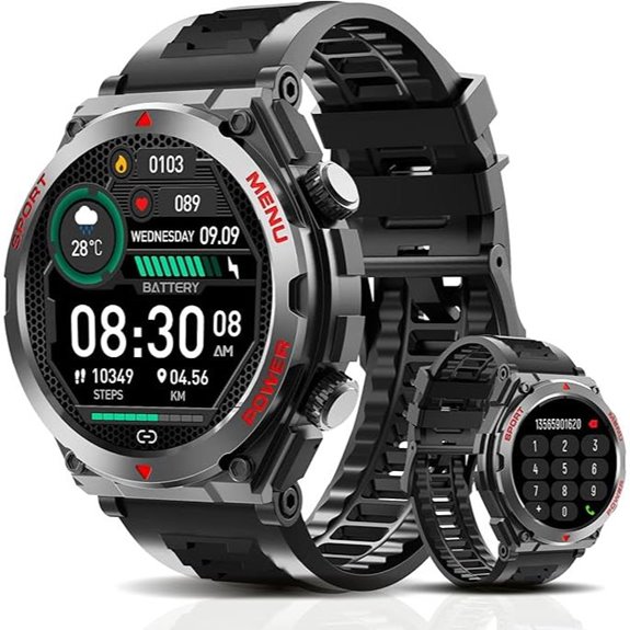 Military Smartwatch with Call Heart Rate & O2 Monitor