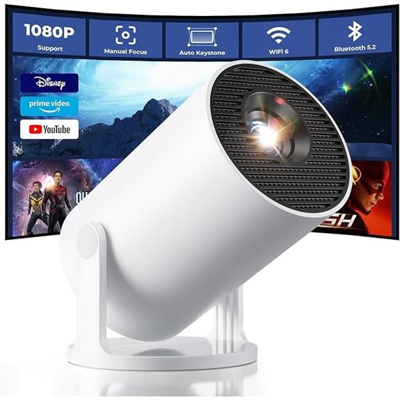 CLOKOWE Mini WiFi Bluetooth Projector with 1080P