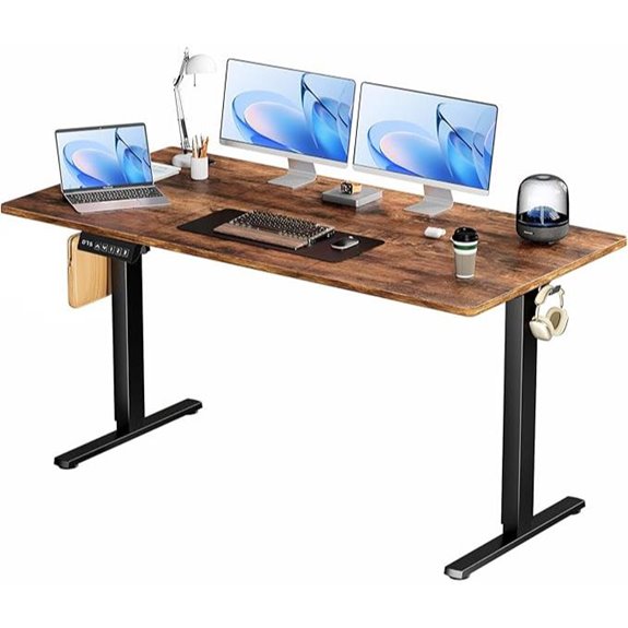 Smug Electric Adjustable Standing Desk 63 Inch Rustic Brown
