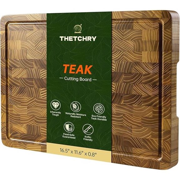 Teak Wood Cutting Board with Juice Groove Handles