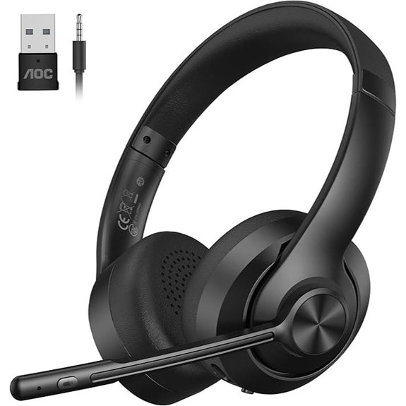 AOC Wireless Headset with Mic Bluetooth Noise Canceling