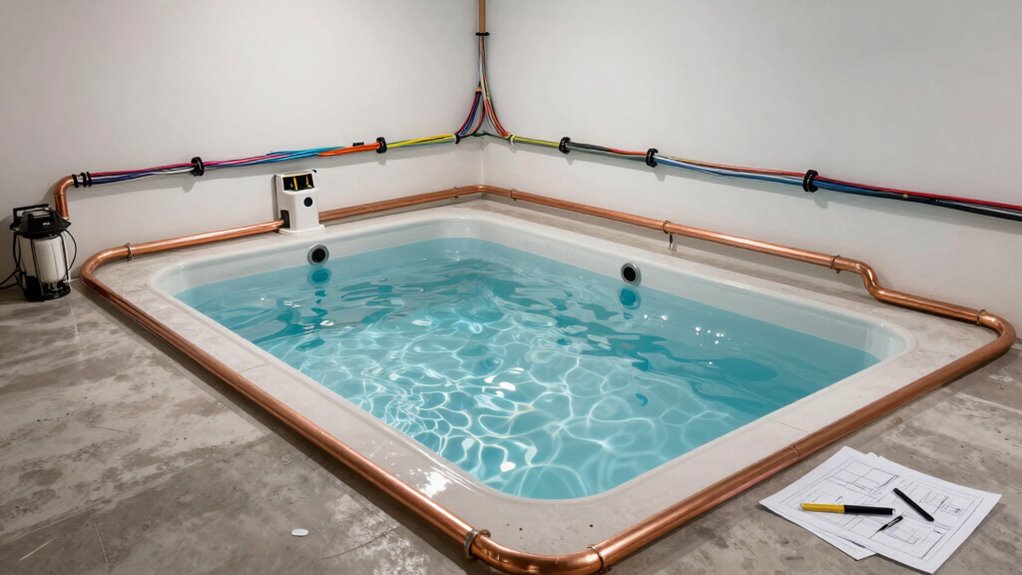 basement pool plumbing electrical planning