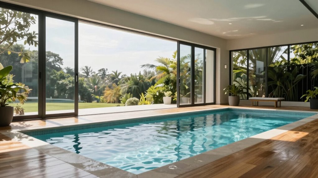 bright open sunlit pool area